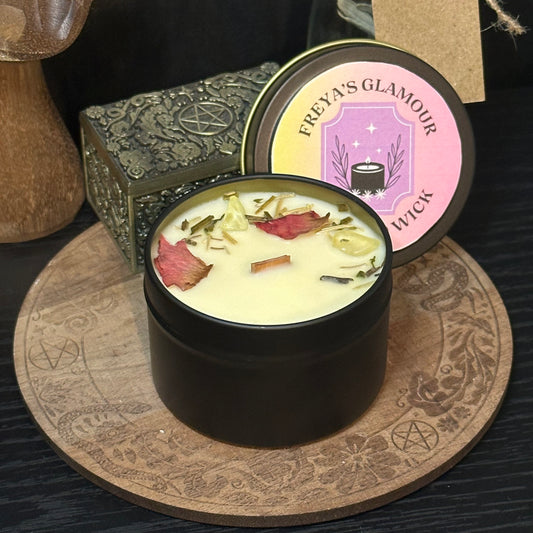 Freya’s Glamour Manifestation Candle | Essential Oils, Herbs & Citrine Crystals – Free UK Delivery