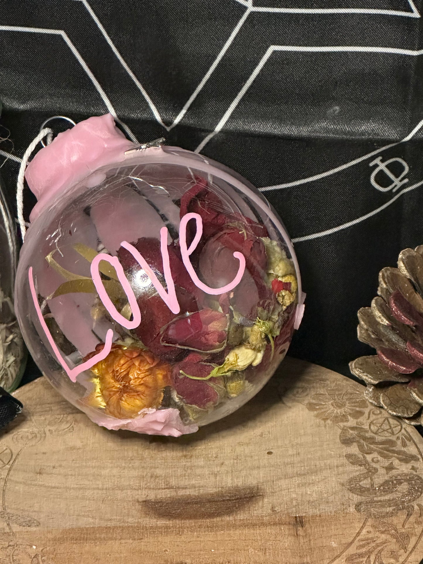 Spell & Manifestation Baubles | Witchy Ornament with Dried Herbs & Flowers