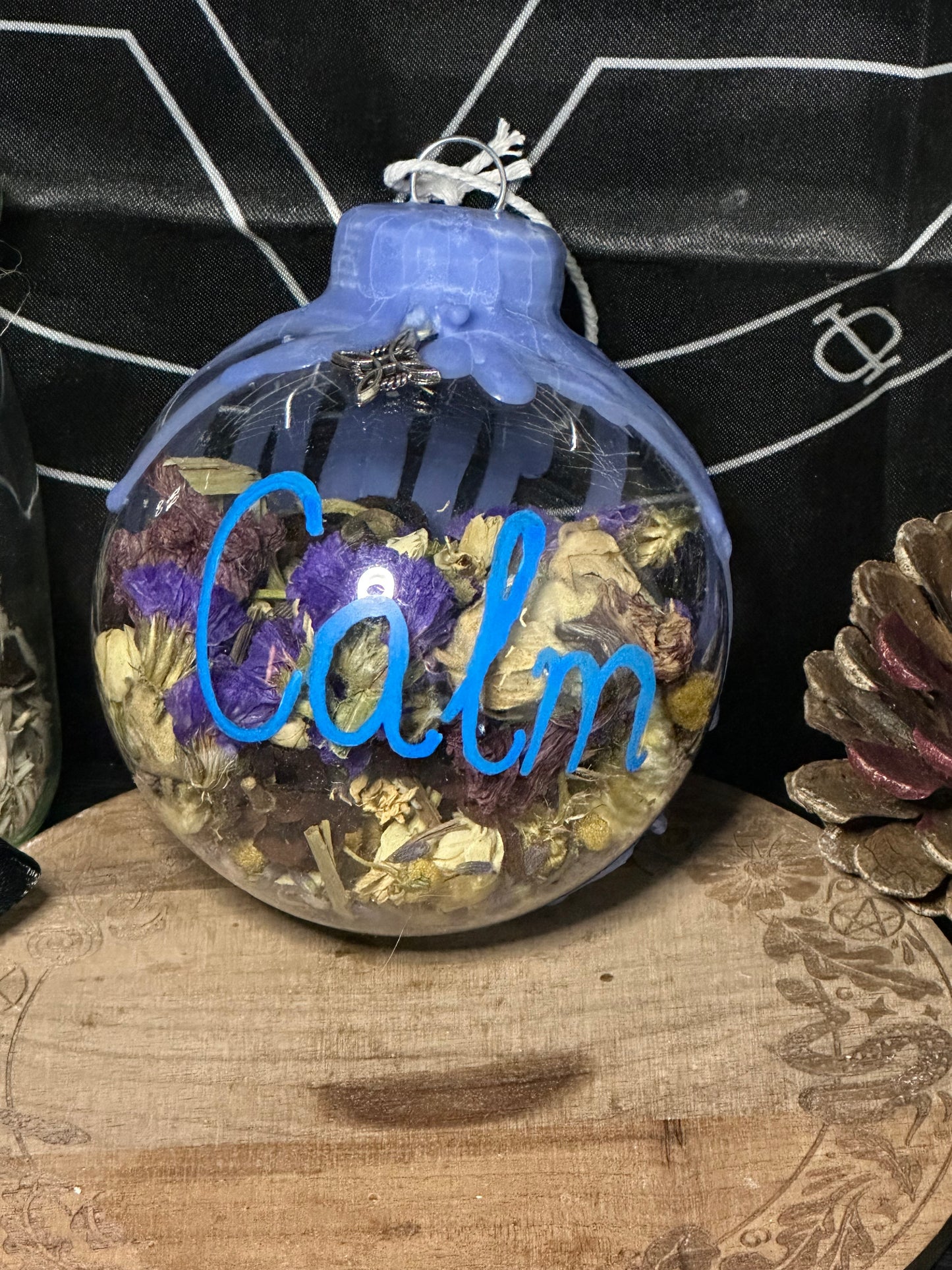 Spell & Manifestation Baubles | Witchy Ornament with Dried Herbs & Flowers