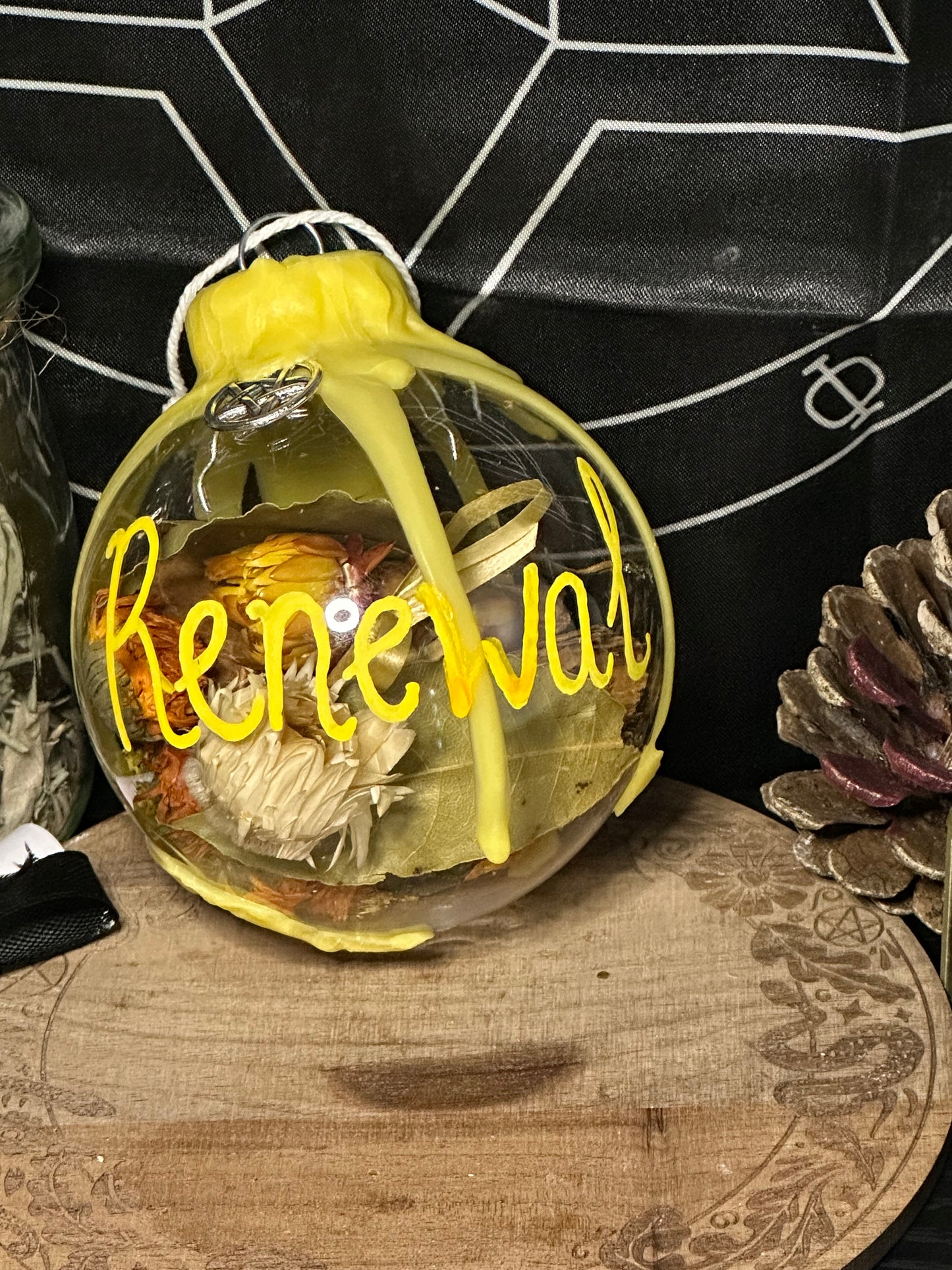 Spell & Manifestation Baubles | Witchy Ornament with Dried Herbs & Flowers